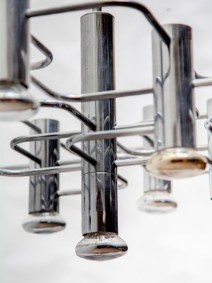 Geometric Chrome Chandelier by Gaetano Sciolari, 1960s-KL-1821442