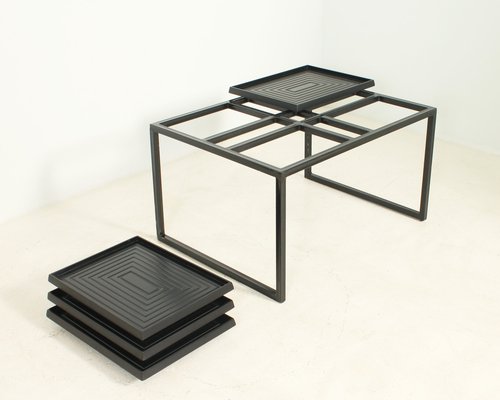 Geometric Coffee Table with Loose Trays, 1980s-UB-1797275