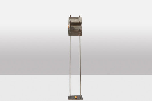 Geometric Floor Lamp in Silver Metal, 1980s