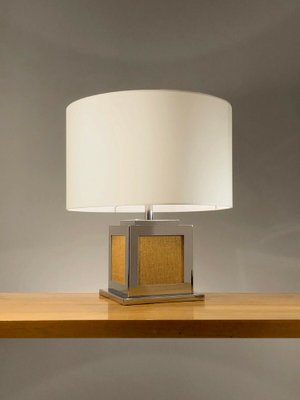 Geometric Metal & Rug Table Lamp, France, 1970s-NLF-1397114