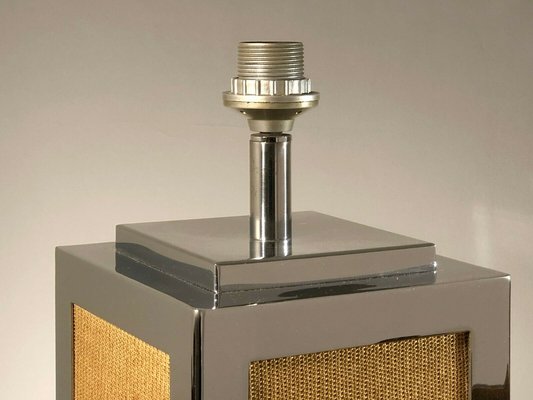 Geometric Metal & Rug Table Lamp, France, 1970s-NLF-1397114