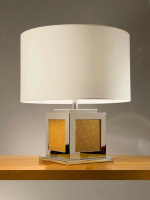 Geometric Metal & Rug Table Lamp, France, 1970s-NLF-1397114