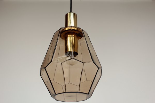 Geometric Smoked Glass Pendant Light from Limburg, 1970s-DUM-2027091