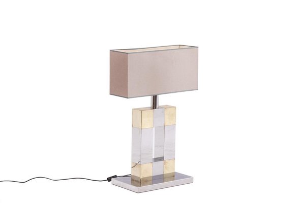 Geometric Table Lamp in Silver and Gold Metal, 1970s-CEJ-1807401