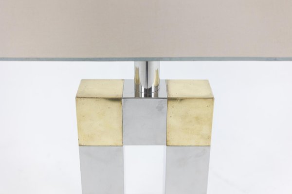 Geometric Table Lamp in Silver and Gold Metal, 1970s-CEJ-1807401