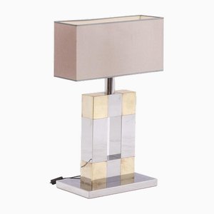 Geometric Table Lamp in Silver and Gold Metal, 1970s-CEJ-1807401