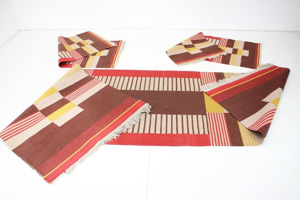 Geometric Wool Rugs by Antonín Kybal, 1940s, Set of 3-TZ-1262915