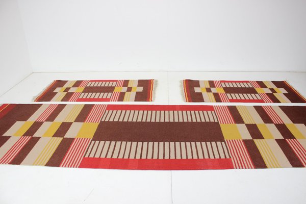 Geometric Wool Rugs by Antonín Kybal, 1940s, Set of 3-TZ-1262915