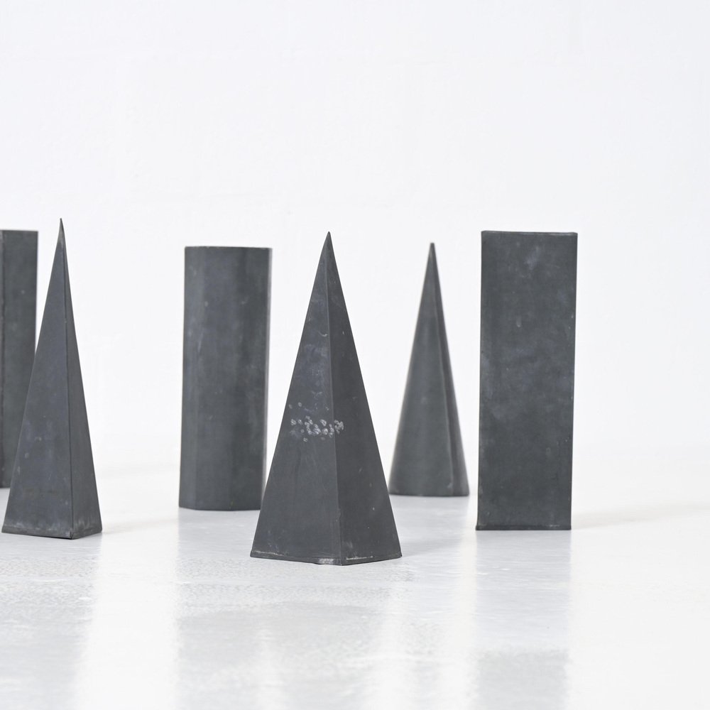 Geometric Zinc Models, 1940s, Set of 12