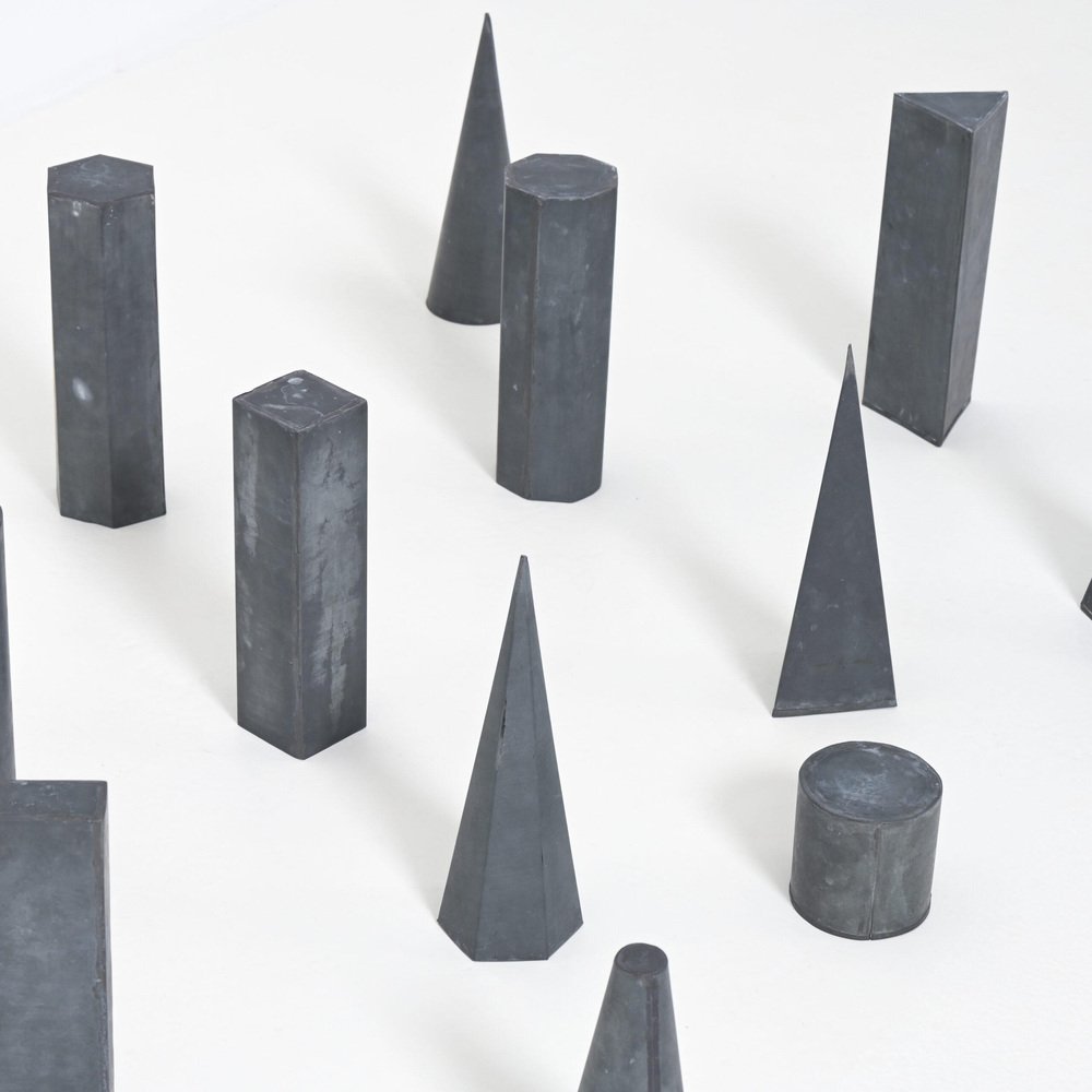 Geometric Zinc Models, 1940s, Set of 12