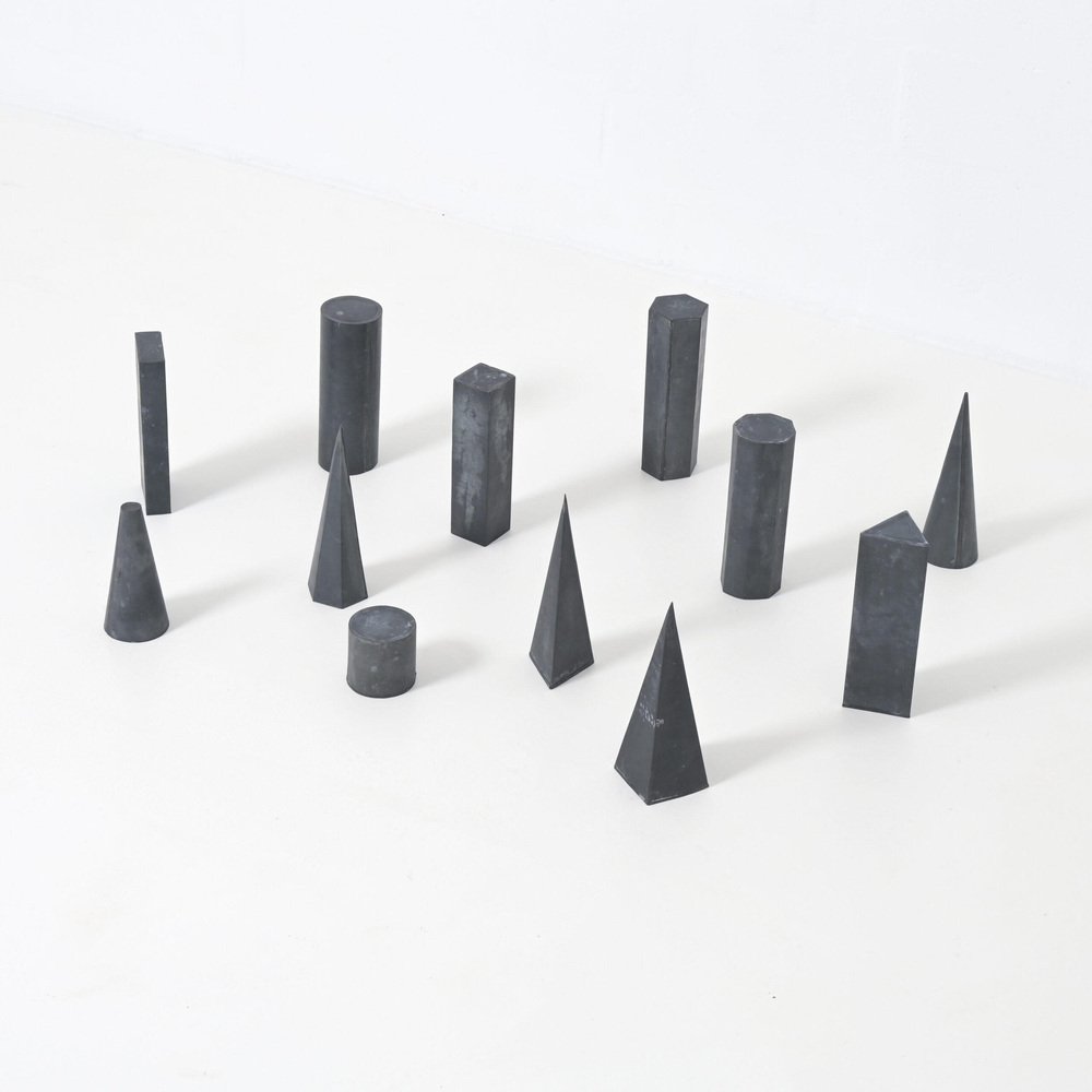 Geometric Zinc Models, 1940s, Set of 12