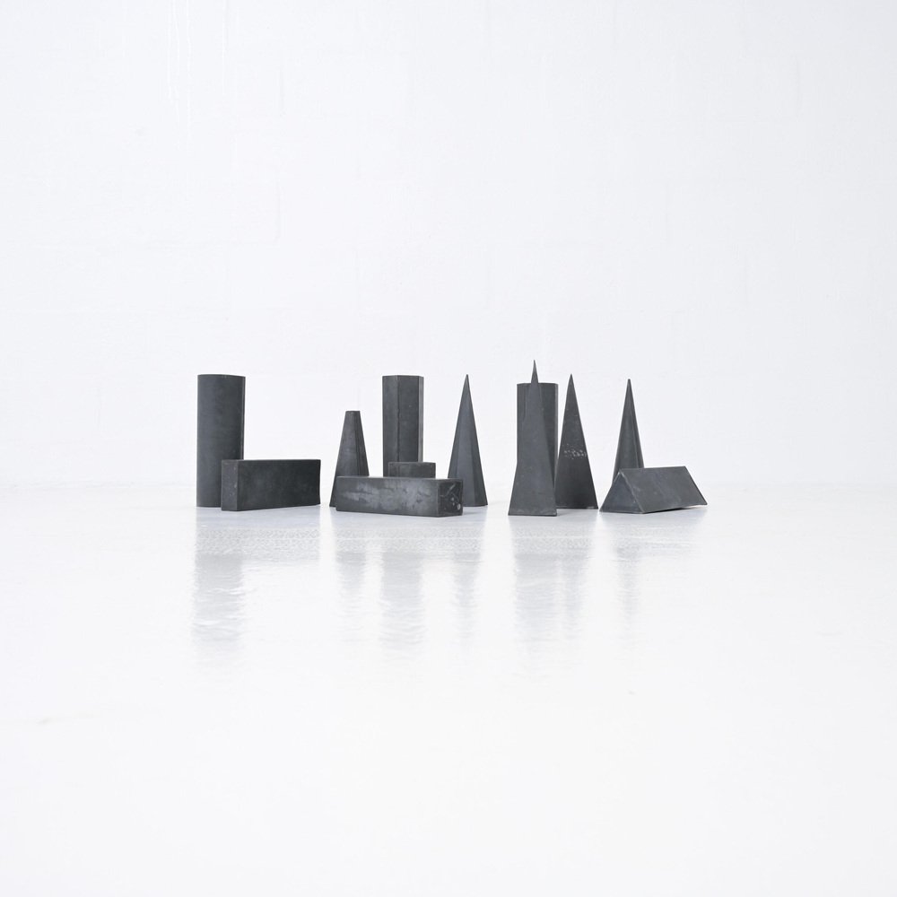 Geometric Zinc Models, 1940s, Set of 12