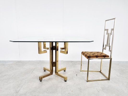 Geometrical Brass Dining Table, 1970s-IRH-1262103