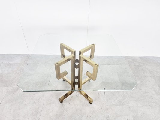 Geometrical Brass Dining Table, 1970s-IRH-1262103