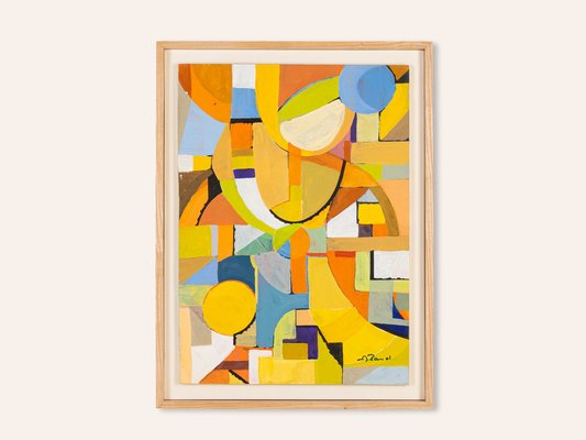 Geometry, Acrylic on Thick Wooden Plate, Framed-GPP-1066593