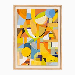 Geometry, Acrylic on Thick Wooden Plate, Framed-GPP-1066593