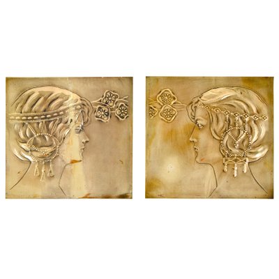 Georg Klimt, Figurative Reliefs, 1902, Brass, Set of 2-TJY-1405127