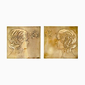 Georg Klimt, Figurative Reliefs, 1902, Brass, Set of 2-TJY-1405127