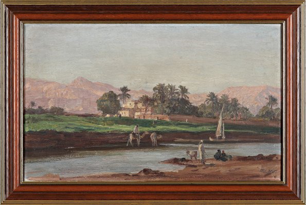 Georg Macco, Orientalische Flußlandschaft, Oil on Canvas-QFT-1787559