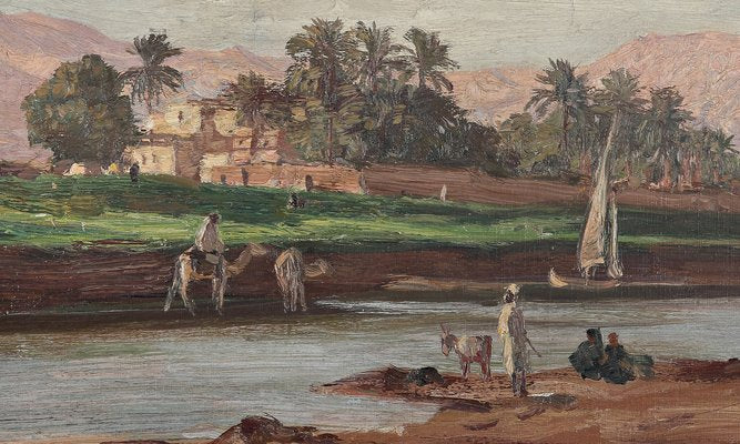 Georg Macco, Orientalische Flußlandschaft, Oil on Canvas-QFT-1787559