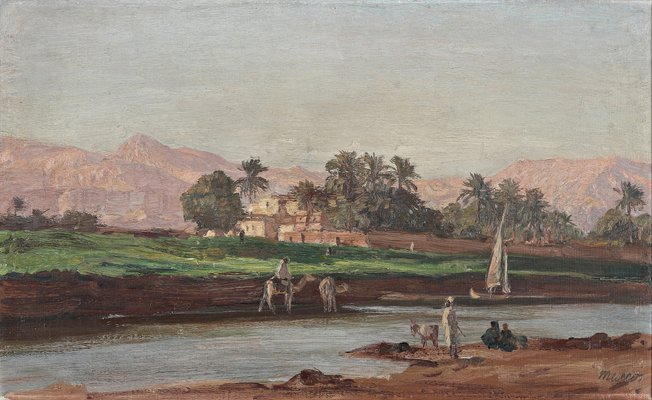 Georg Macco, Orientalische Flußlandschaft, Oil on Canvas-QFT-1787559