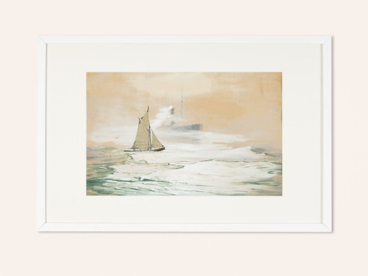 Georg Romin, on the High Seas, Gouache on Paper, Framed-GPP-1148414