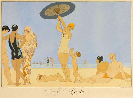 George Barbier, Au Lido, Pochoir, 1920