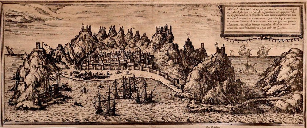 George Braun, Aden, Etching, Late 16th Century