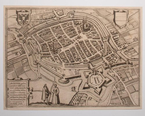 George Braun - Map of Groningen - Original Etching - Late 16th Century-ZCI-822946