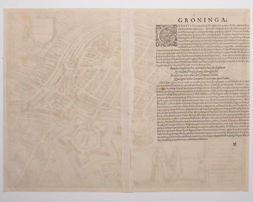 George Braun - Map of Groningen - Original Etching - Late 16th Century-ZCI-822946