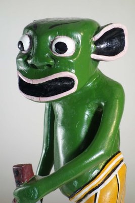 George Lilanga, Green Figure, 2000s, Wood & Enamel Paint-KGD-2040546