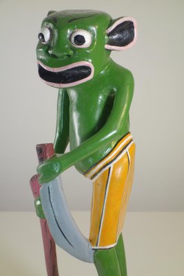 George Lilanga, Green Figure, 2000s, Wood & Enamel Paint-KGD-2040546