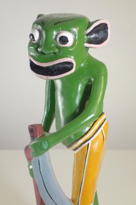 George Lilanga, Green Figure, 2000s, Wood & Enamel Paint-KGD-2040546