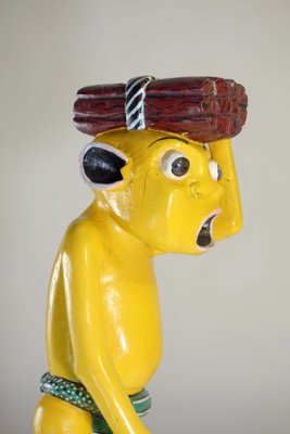 George Lilanga, Yellow Figure, 2000s, Wood & Enamel Paint-KGD-2040545