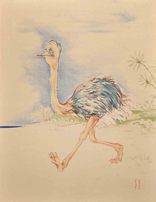 Georges Bastia, Ostrich, Original Lithograph, 1950s-ZCI-1298875