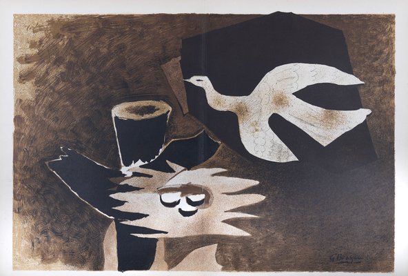 Georges Braque, L'oiseau et son nid, Original Lithograph, 1956, Framed-NRC-1417577