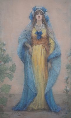 Georges Clairin, Sarah Bernhardt in La Samaritaine, Original Pastel Drawing, 1916, Framed-KHH-1452289