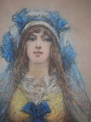 Georges Clairin, Sarah Bernhardt in La Samaritaine, Original Pastel Drawing, 1916, Framed-KHH-1452289