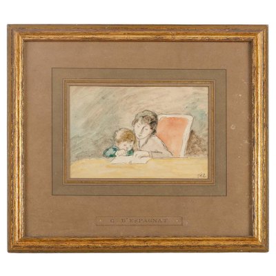 Georges D'Espanat, Figurative Scene, 20th Century, Drawing on Paper, Framed-WFS-1807429