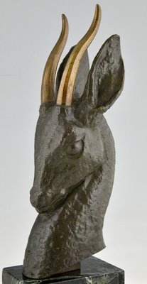 Georges Garreau, Art Deco Bust of a Deer, Bronze-KTN-1318548