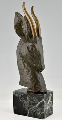 Georges Garreau, Art Deco Bust of a Deer, Bronze-KTN-1318548