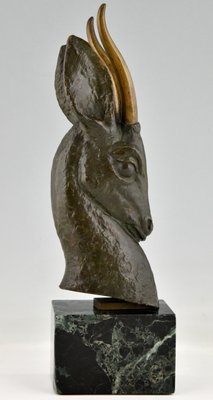 Georges Garreau, Art Deco Bust of a Deer, Bronze-KTN-1318548