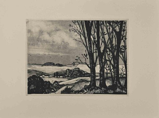 Georges-Henri Tribout, Landscape, Original Etching, Early 20th-Century-ZCI-1316528