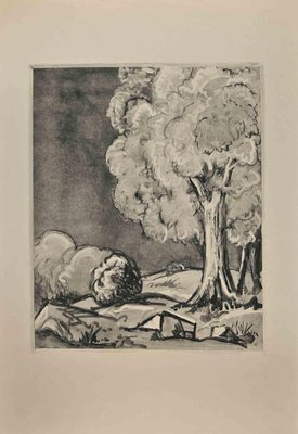 Georges-Henri Tribout, Landscape With Trees, Original Etching, 1930s-ZCI-1297901