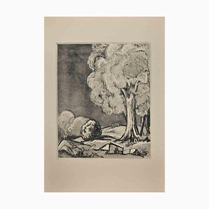 Georges-Henri Tribout, Landscape With Trees, Original Etching, 1930s-ZCI-1297901