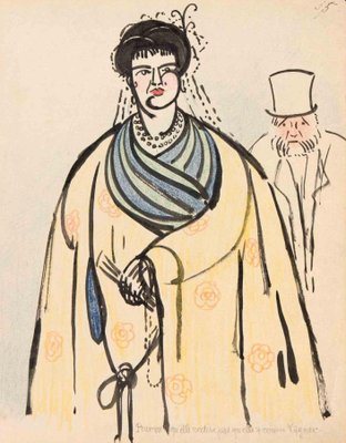 Georges-Henri Tribout, Madame Et Monsieur, Original Drawing, 1940