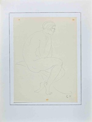 Georges-Henri Tribout, Nude Man, Original Pencil Drawing, 1950s-ZCI-1293891