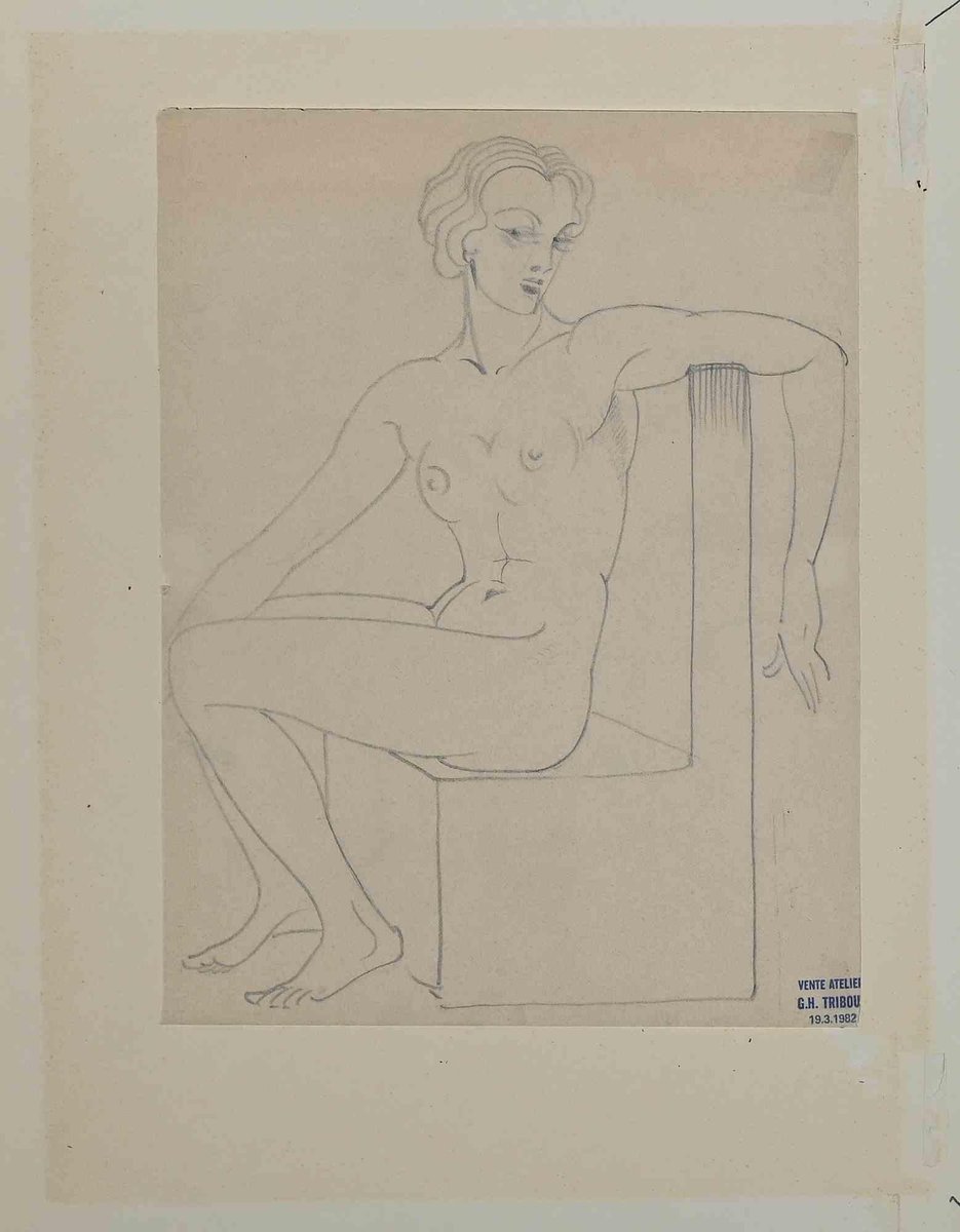 Georges-Henri Tribout, Posing Nude, Original Drawing, 1930s