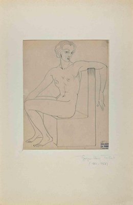 Georges-Henri Tribout, Posing Nude, Original Drawing, 1930s-ZCI-1300574