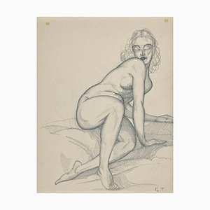 Georges-Henri Tribout, Reclined Nude, Original Pencil Drawing, 1950s-ZCI-1293890